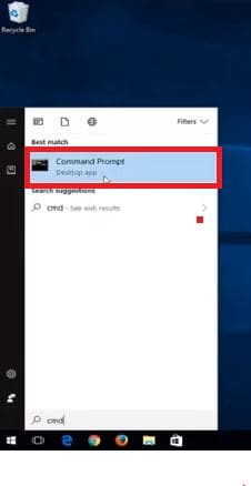 Command Prompt in search results