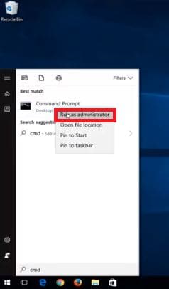 Run as Administrator button on Command Prompt