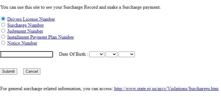 njmcdirect Surcharge Payment