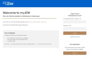 myJDW – my JDW Login For Wetherspoon Employees